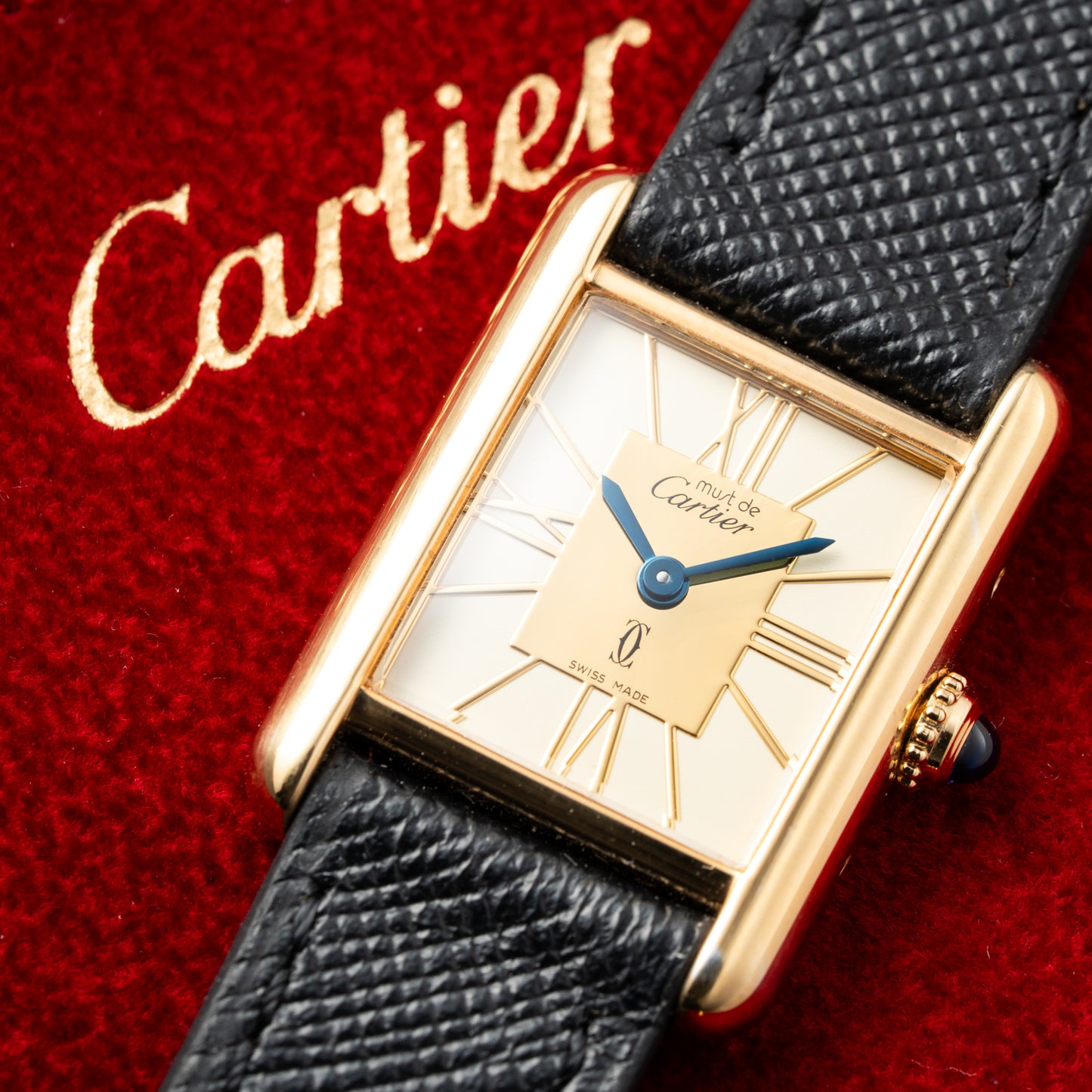 Cartier Must de Tank Vermeil Hollow Big Roman Mirror Dial Ref 3 66001 Quartz PM Cartier Service 2025