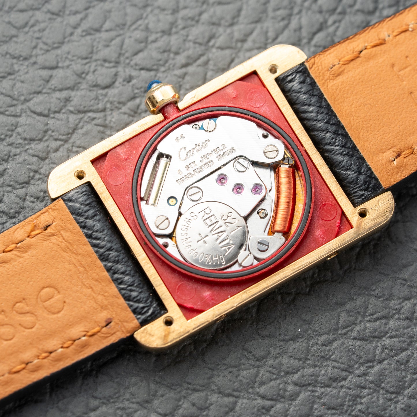 Cartier Must de Tank Vermeil Hollow Big Roman Mirror Gold Dial Quartz PM Ref 3 66001