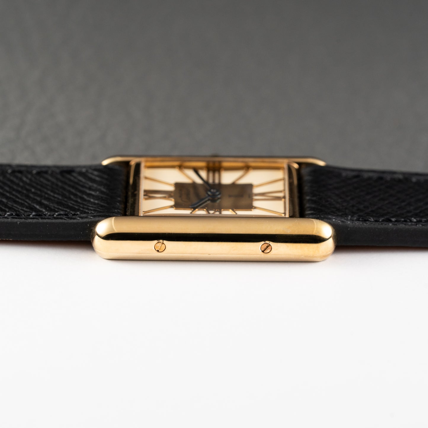 Cartier Must de Tank Vermeil Hollow Big Roman Mirror Gold Dial Quartz PM Ref 3 66001