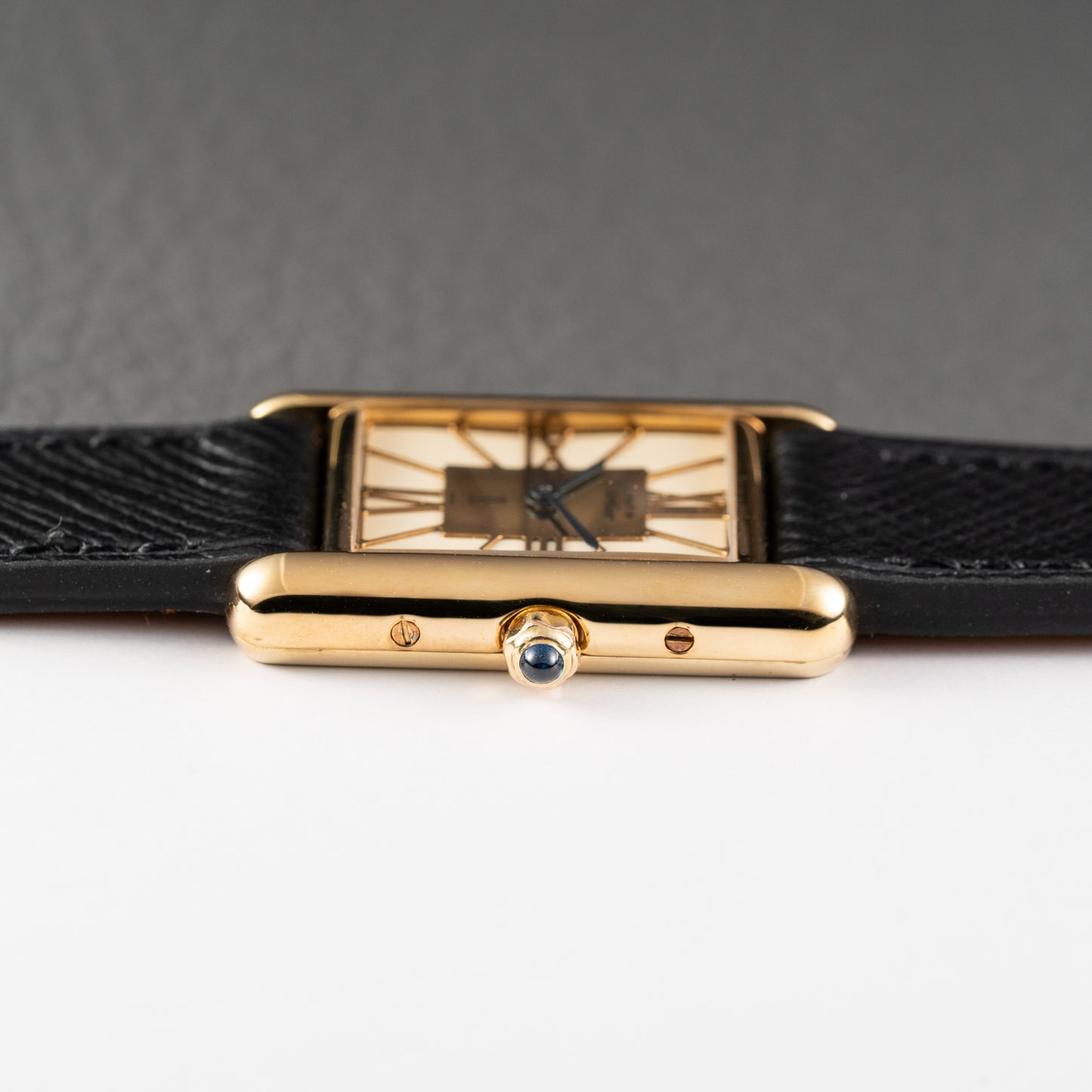 Cartier Must de Tank Vermeil Hollow Big Roman Mirror Gold Dial Quartz PM Ref 3 66001