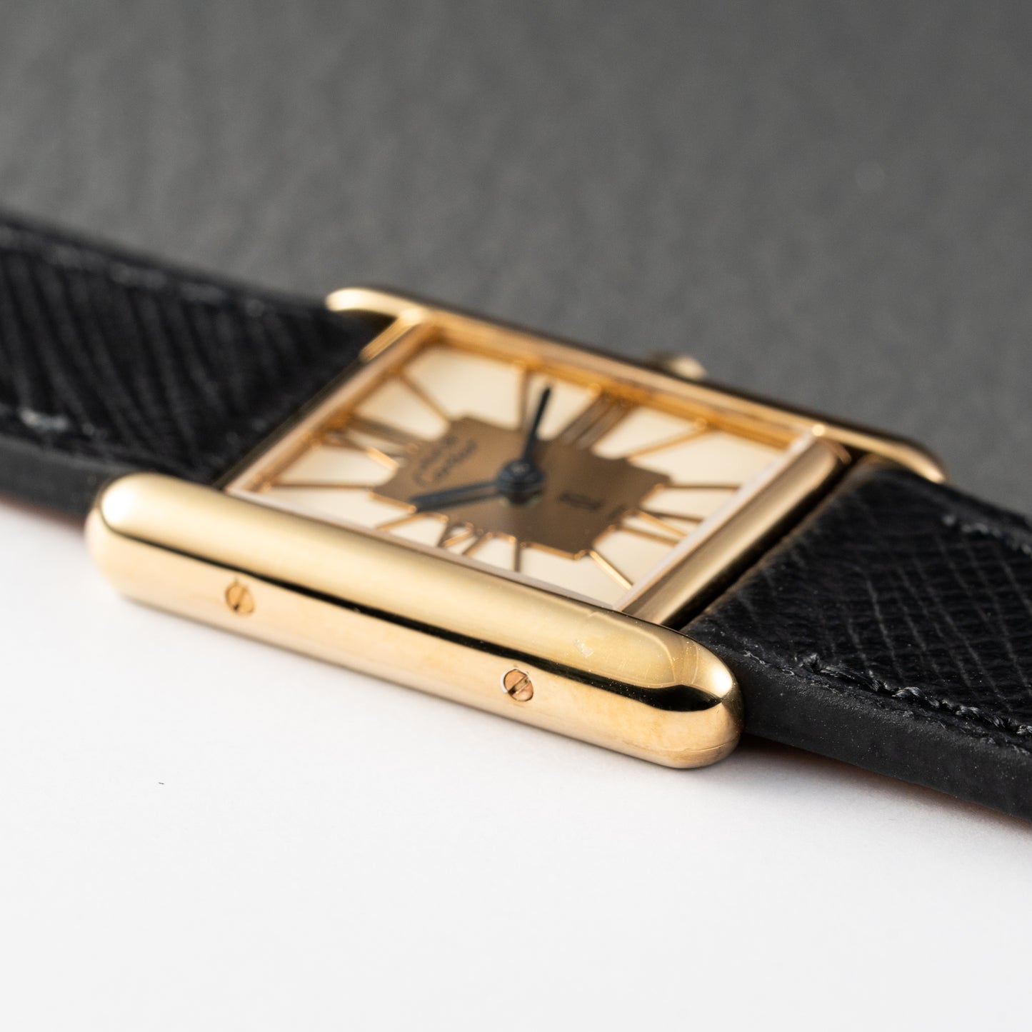 Cartier Must de Tank Vermeil Hollow Big Roman Mirror Gold Dial Quartz PM Ref 3 66001