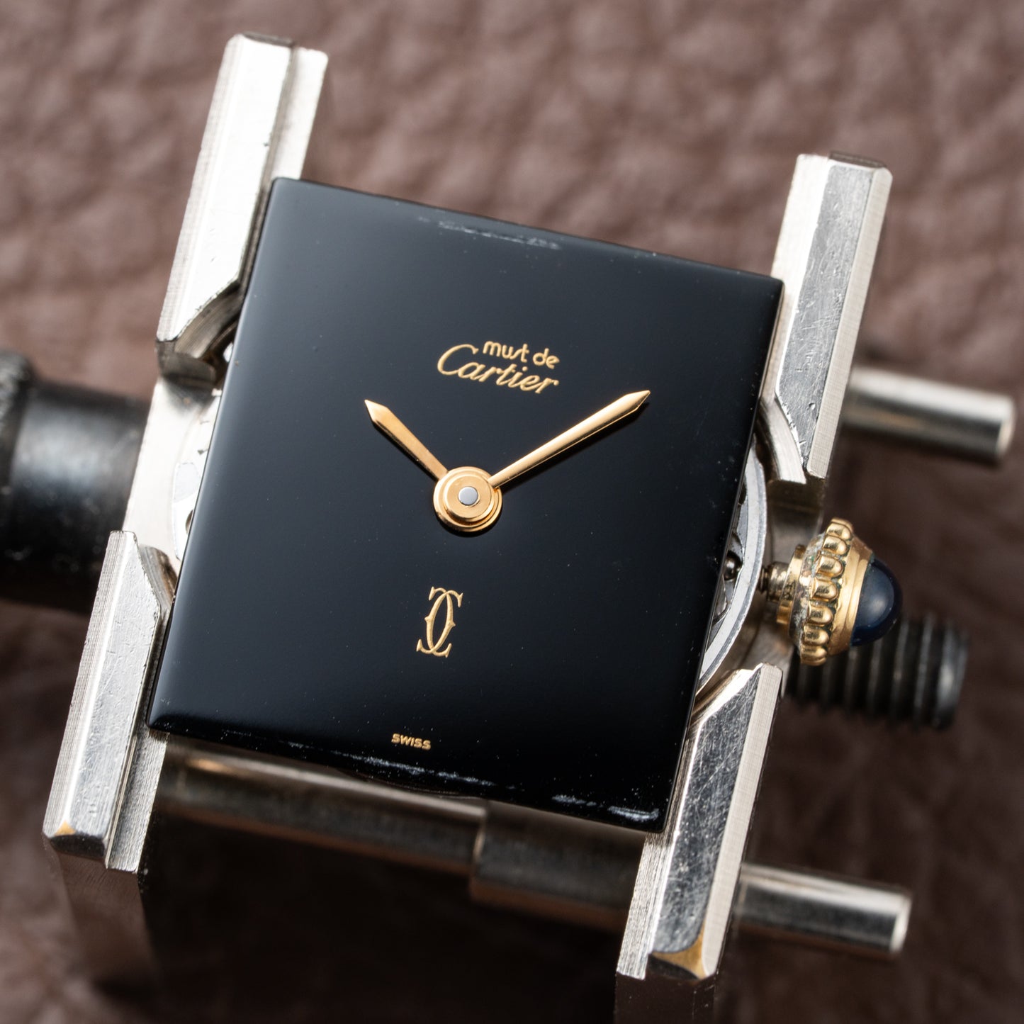 Cartier Tank Must de Vermeil Black Dial PM 1980s Model