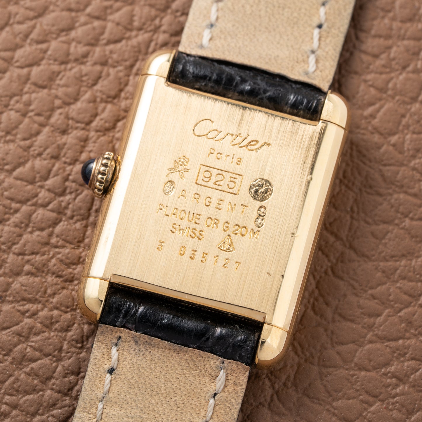 Cartier Tank Must de Vermeil Black Dial PM 1980s Model