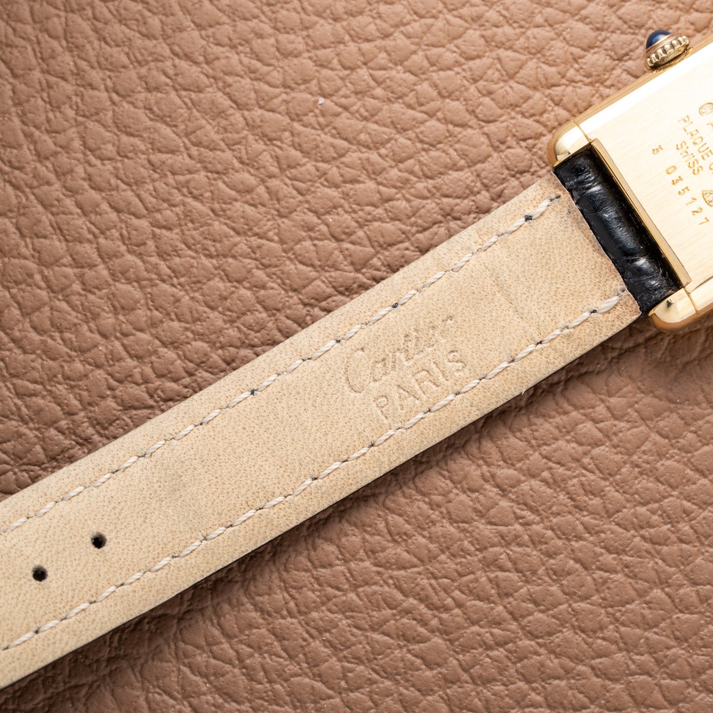 Cartier Tank Must de Vermeil Black Dial PM 1980s Model