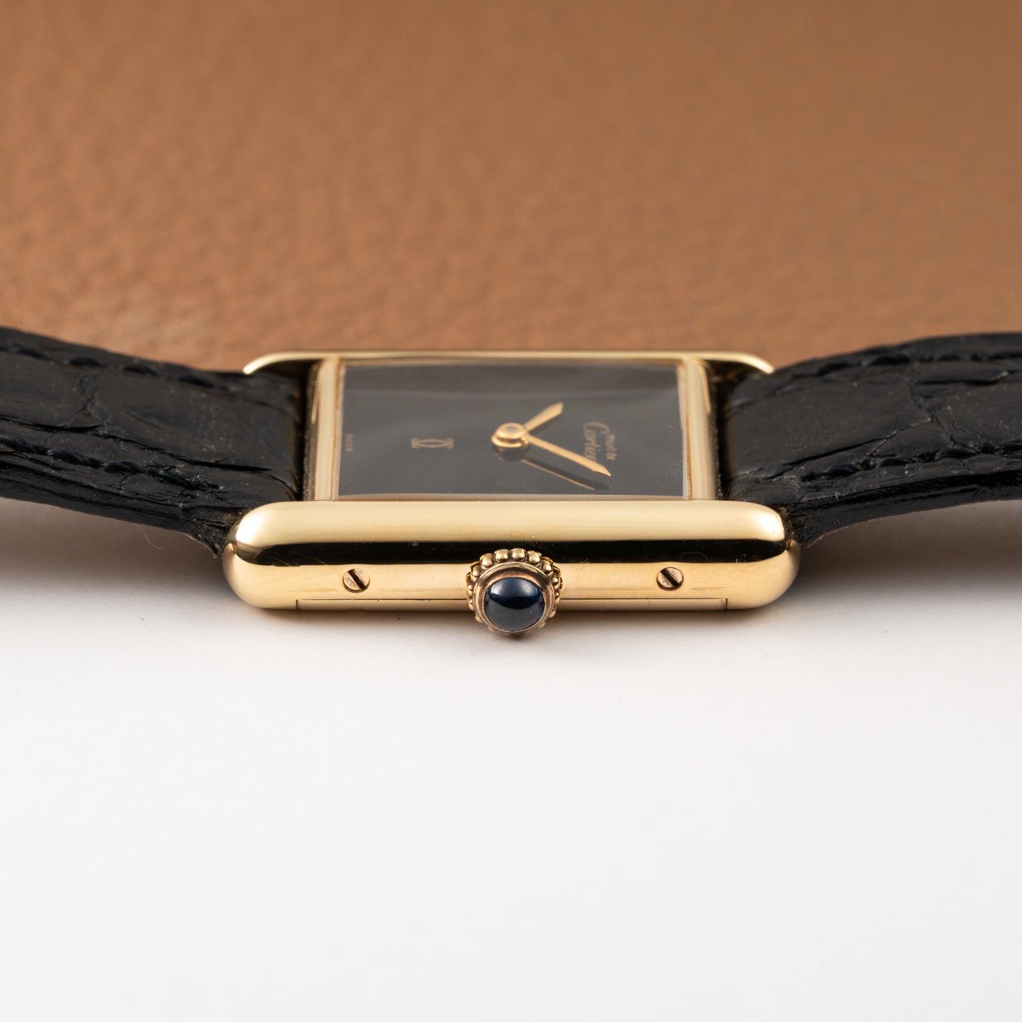 Cartier Tank Must de Vermeil Black Dial PM 1980s Model
