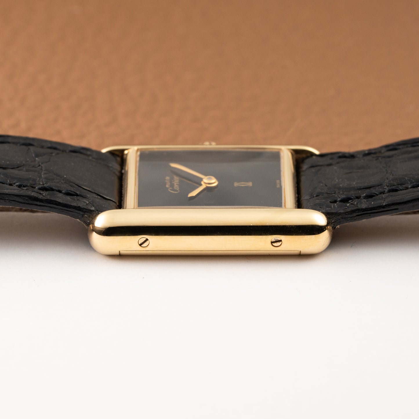 Cartier Tank Must de Vermeil Black Dial PM 1980s Model