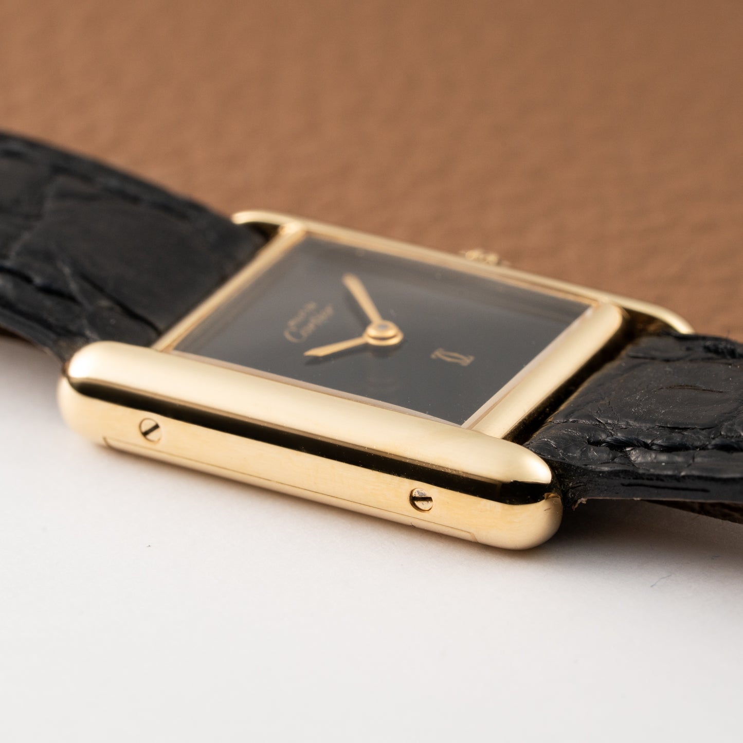 Cartier Tank Must de Vermeil Black Dial PM 1980s Model