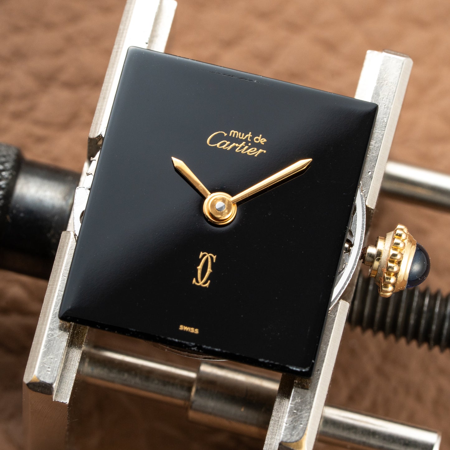 Cartier Tank Must de Vermeil Black Dial PM 1980s