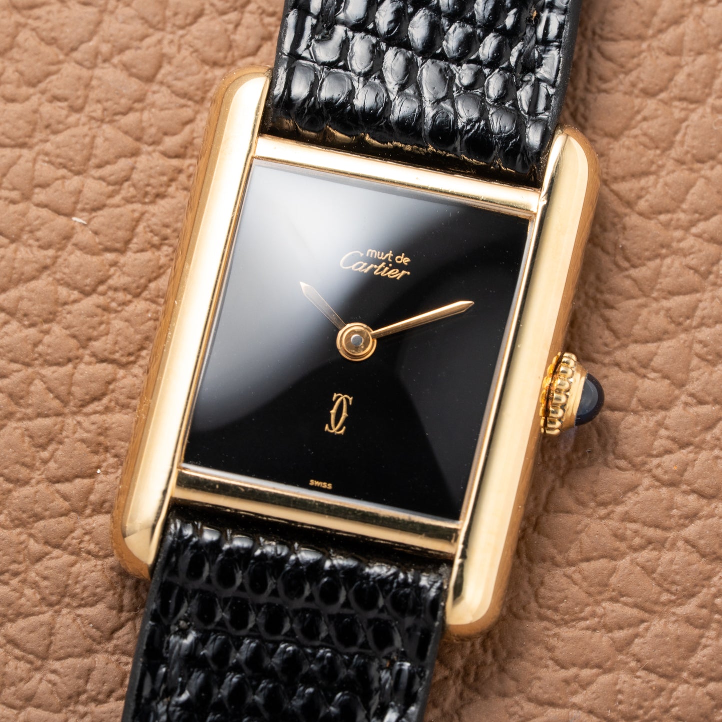 Cartier Tank Must de Vermeil Black Dial PM 1980s