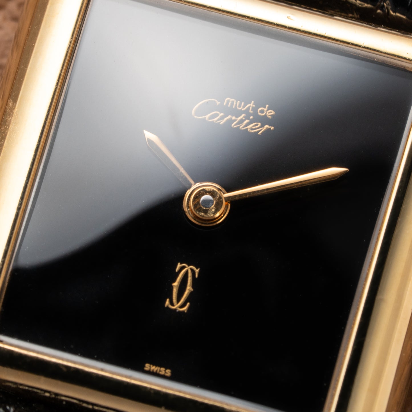 Cartier Tank Must de Vermeil Black Dial PM 1980s