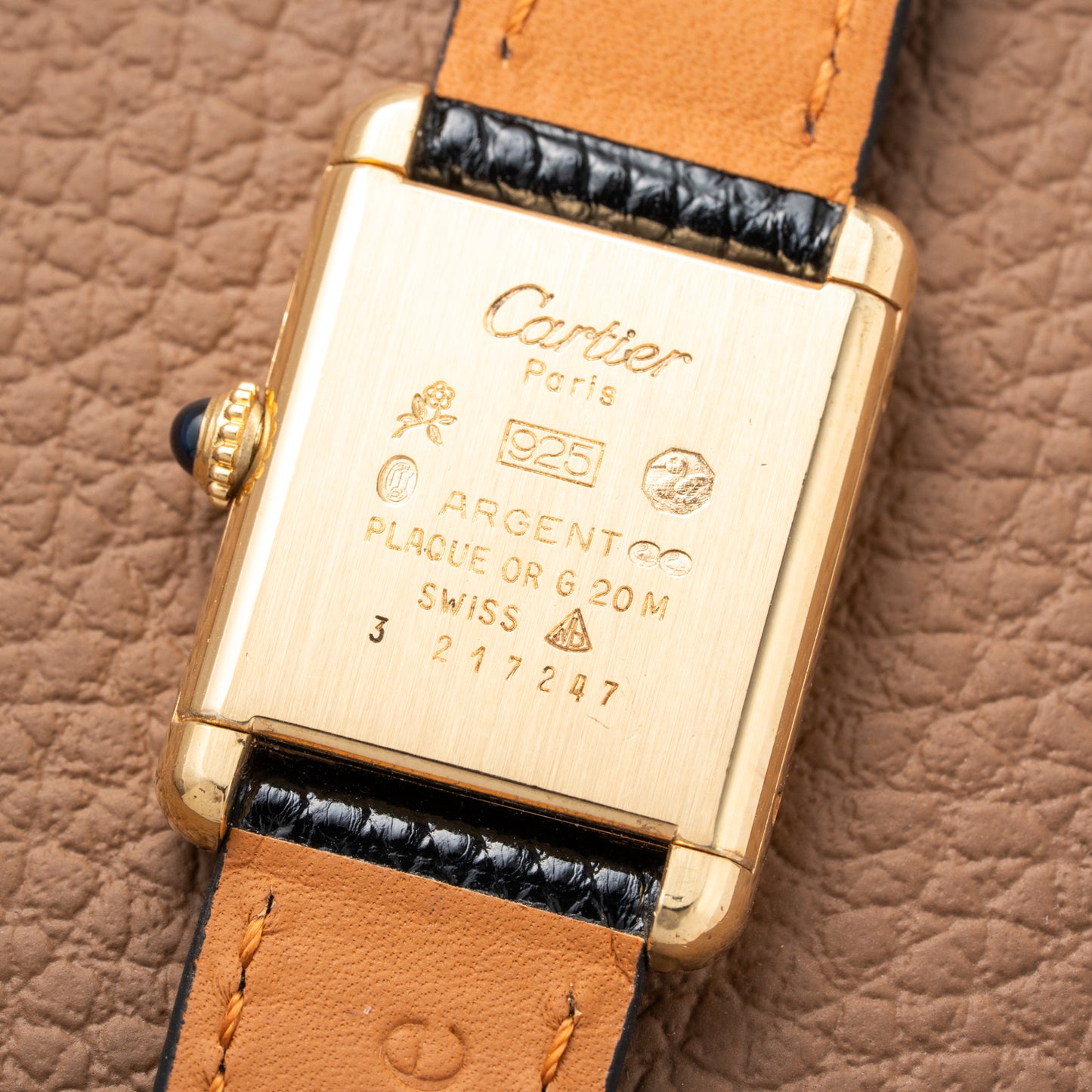Cartier Tank Must de Vermeil Black Dial PM 1980s