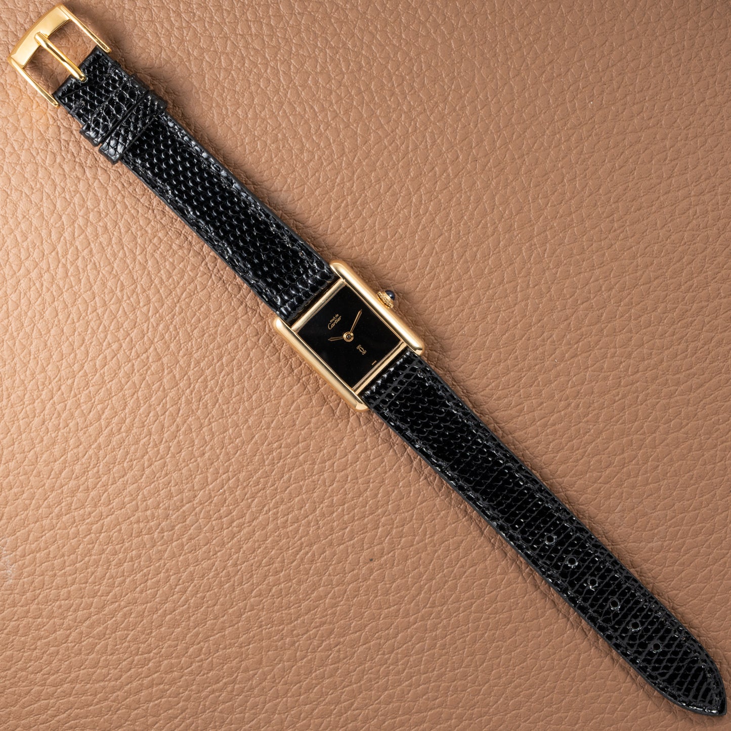 Cartier Tank Must de Vermeil Black Dial PM 1980s