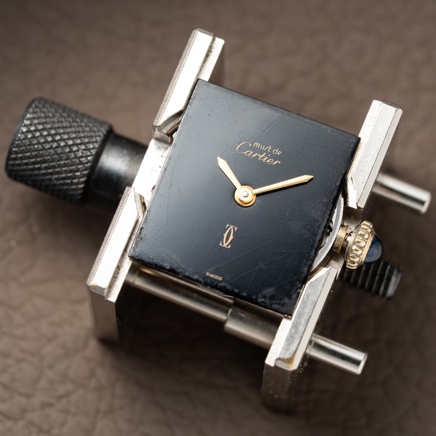 Cartier Tank Must de Vermeil Black Dial PM Full Set from 1987