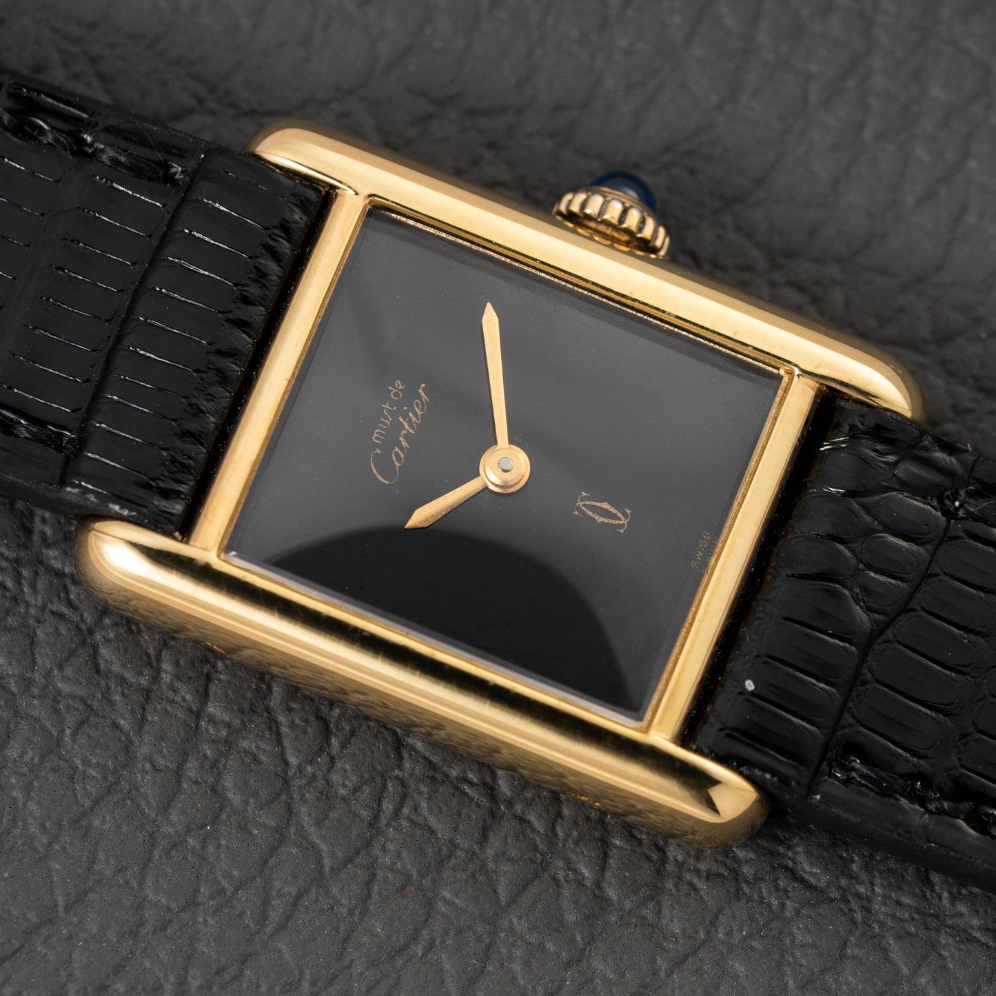 Cartier Tank Must de Vermeil Black Dial PM Full Set from 1987