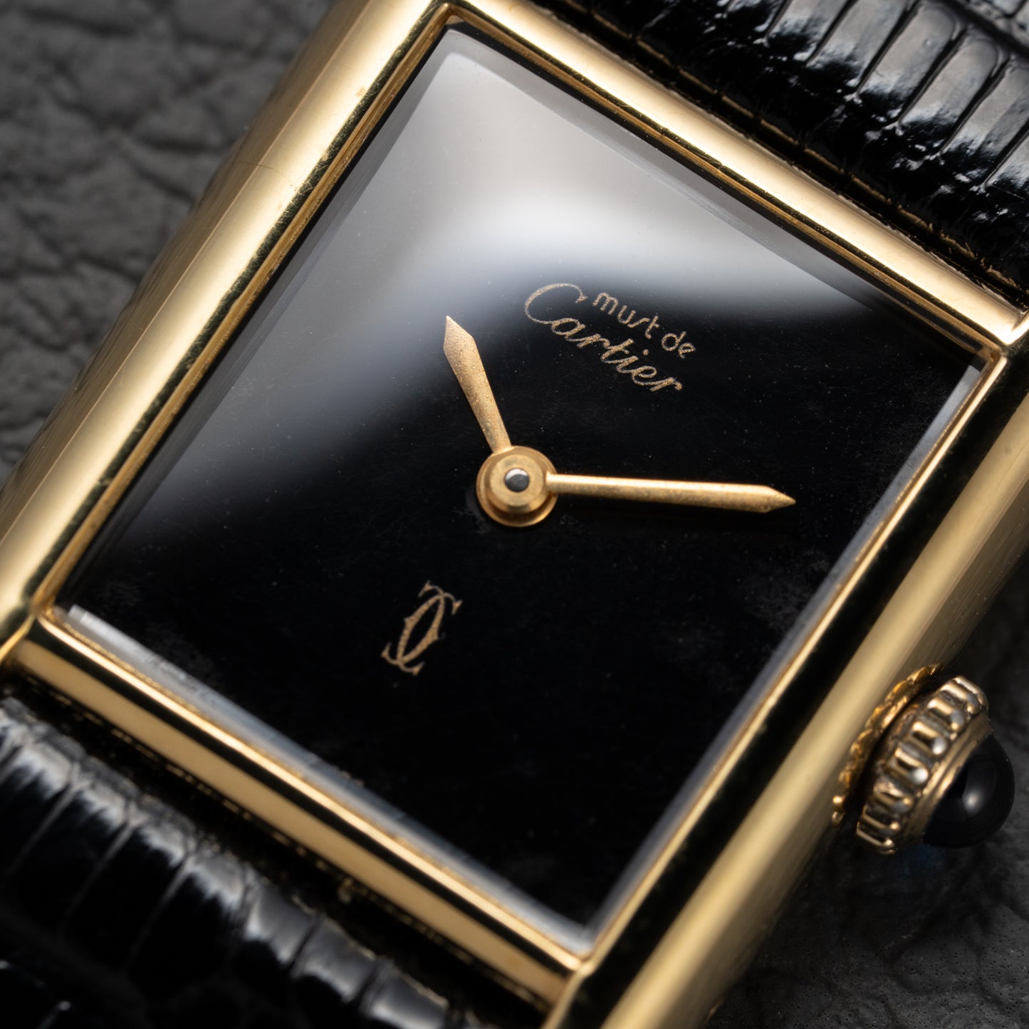 Cartier Tank Must de Vermeil Black Dial PM Full Set from 1987