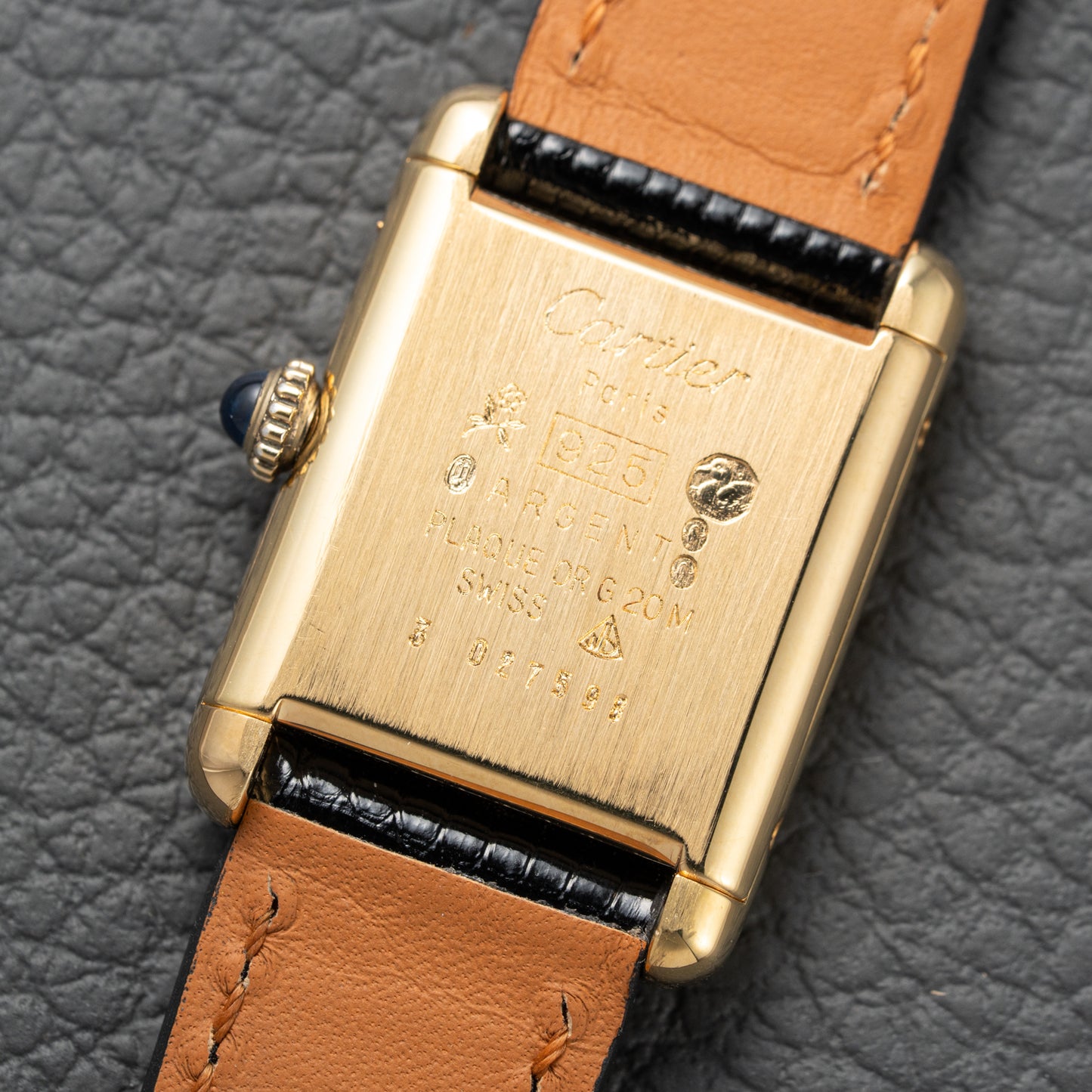 Cartier Tank Must de Vermeil Black Dial PM Full Set from 1987