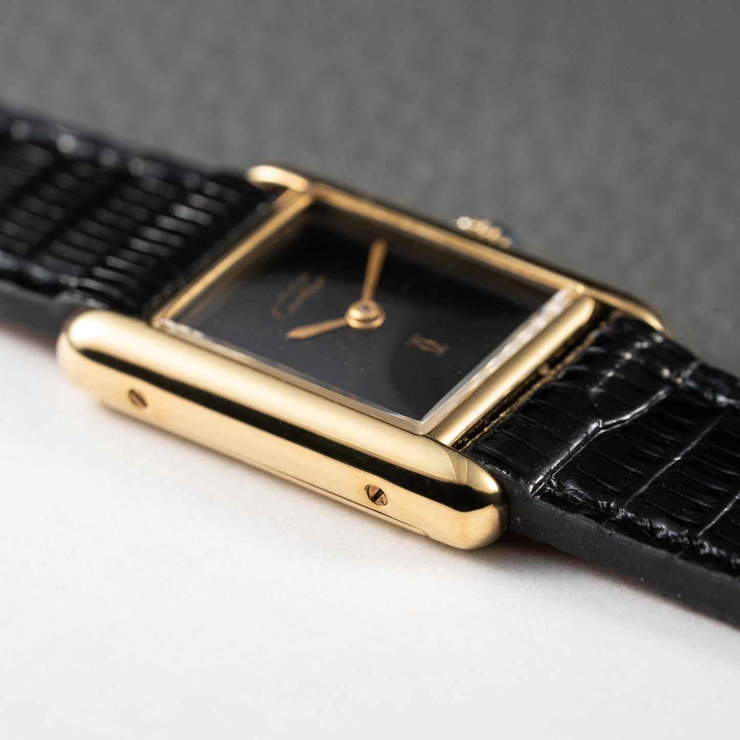 Cartier Tank Must de Vermeil Black Dial PM Full Set from 1987