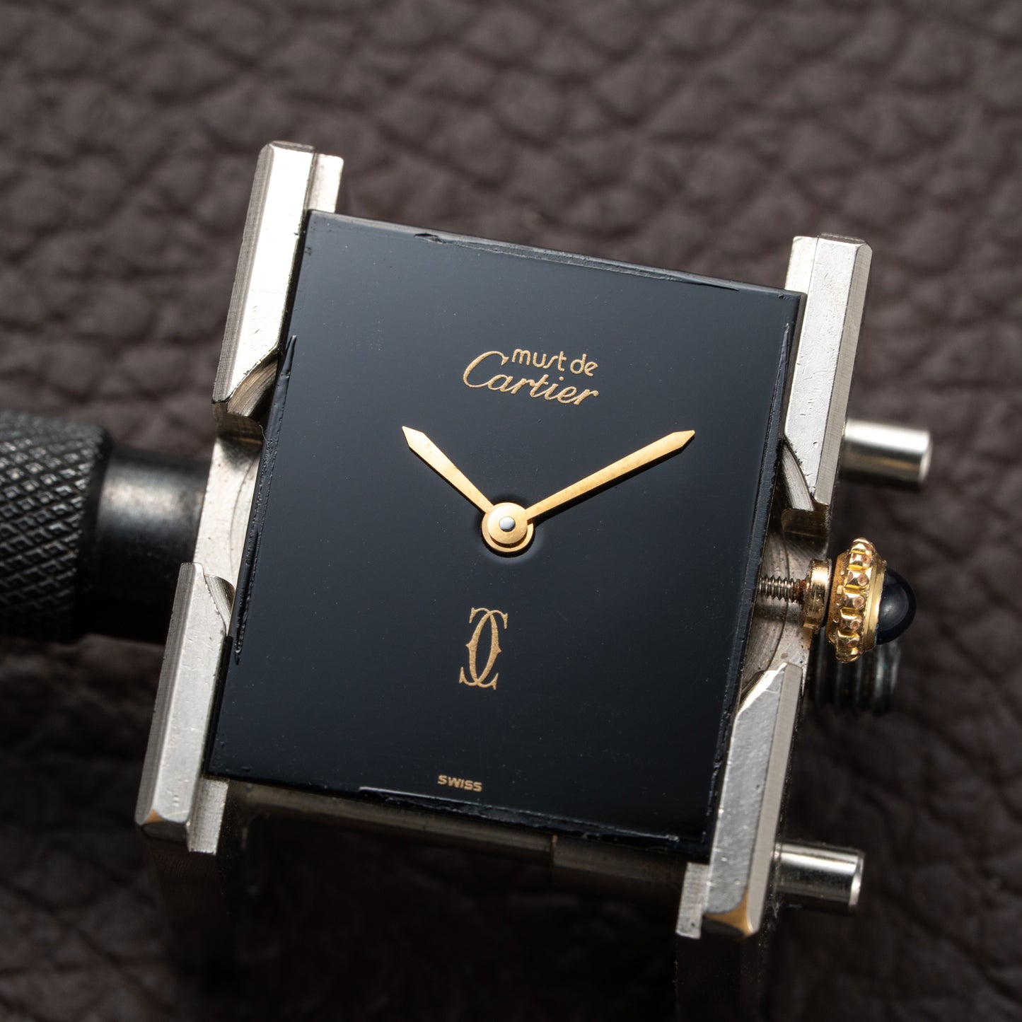 Cartier Tank Must de Vermeil Black 'Onyx' Dial GM Full Set from 1989 with Provenance!