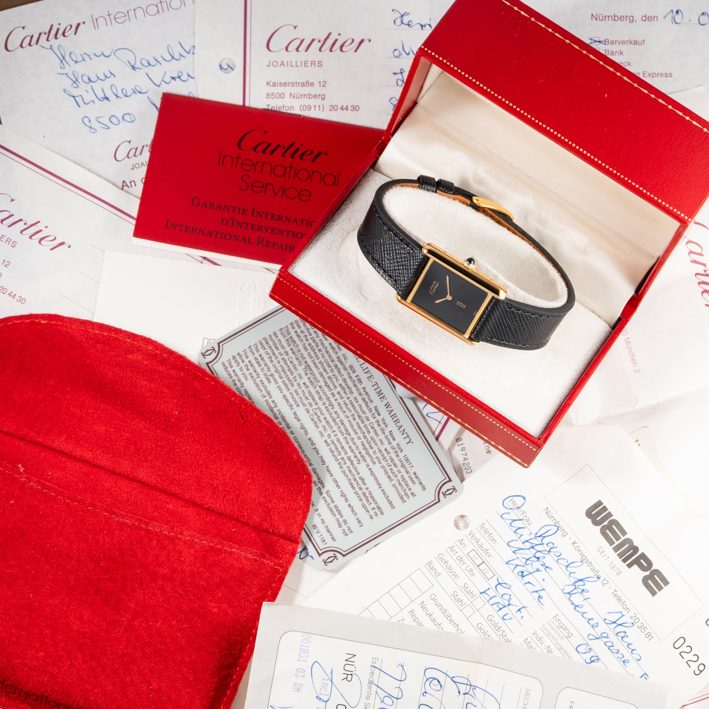 Cartier Tank Must de Vermeil Black 'Onyx' Dial GM Full Set from 1989 with Provenance!