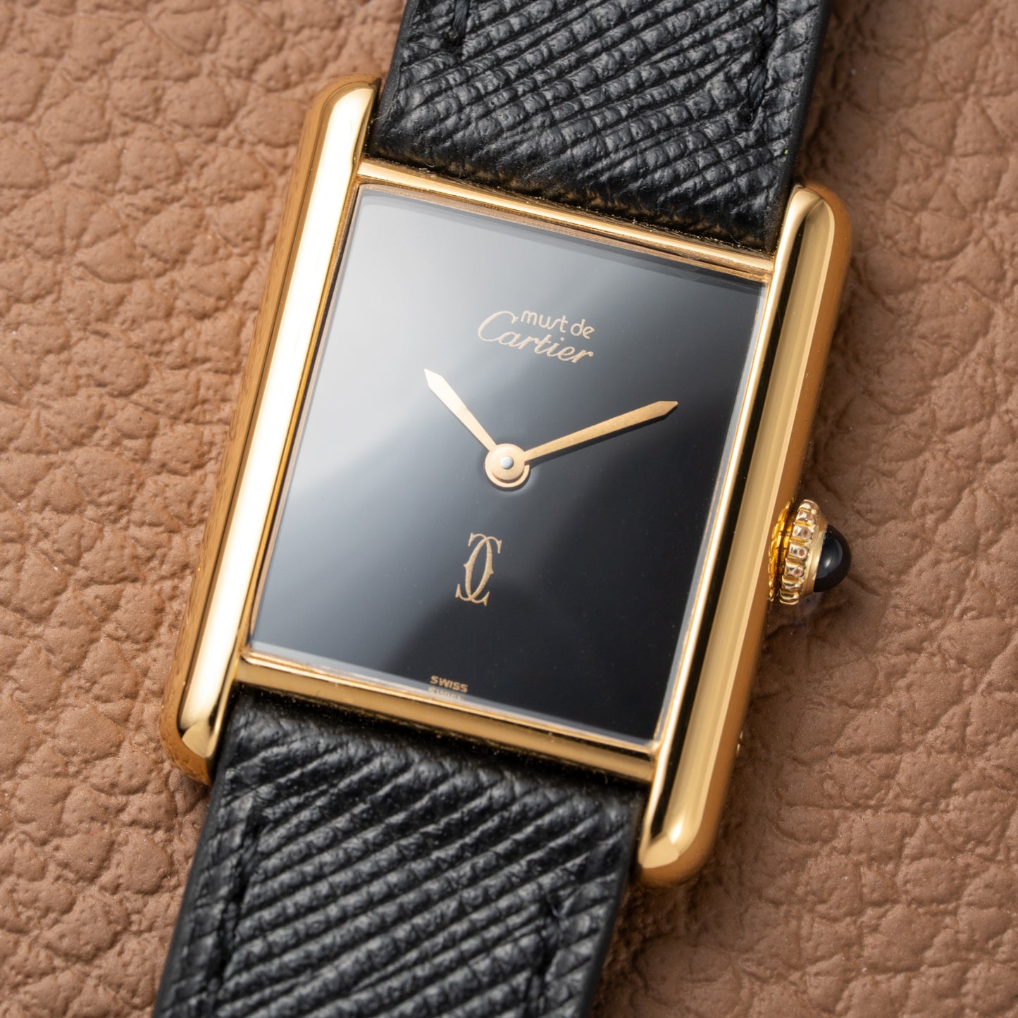 Cartier Tank Must de Vermeil Black 'Onyx' Dial GM Full Set from 1989 with Provenance!