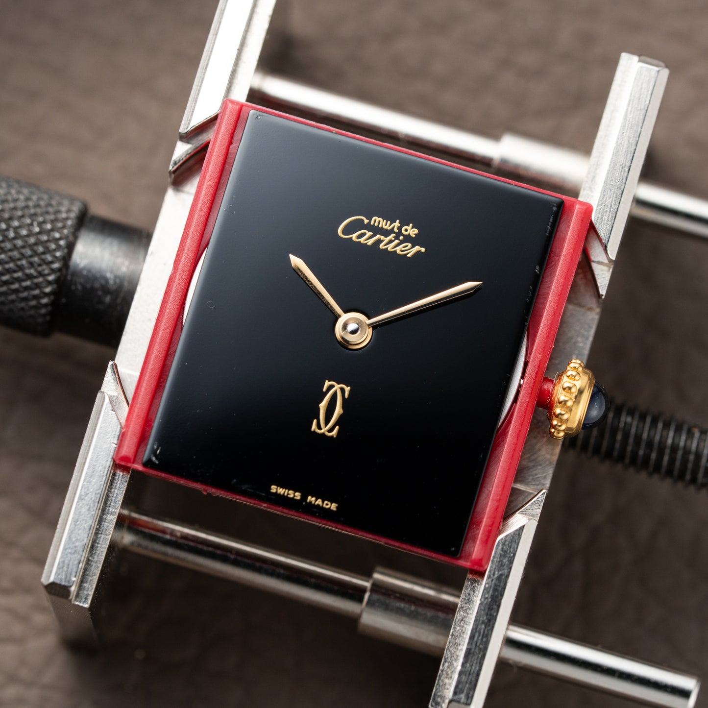 Cartier Tank Must de Vermeil Black Onyx Dial GM Ref 681006 1990s