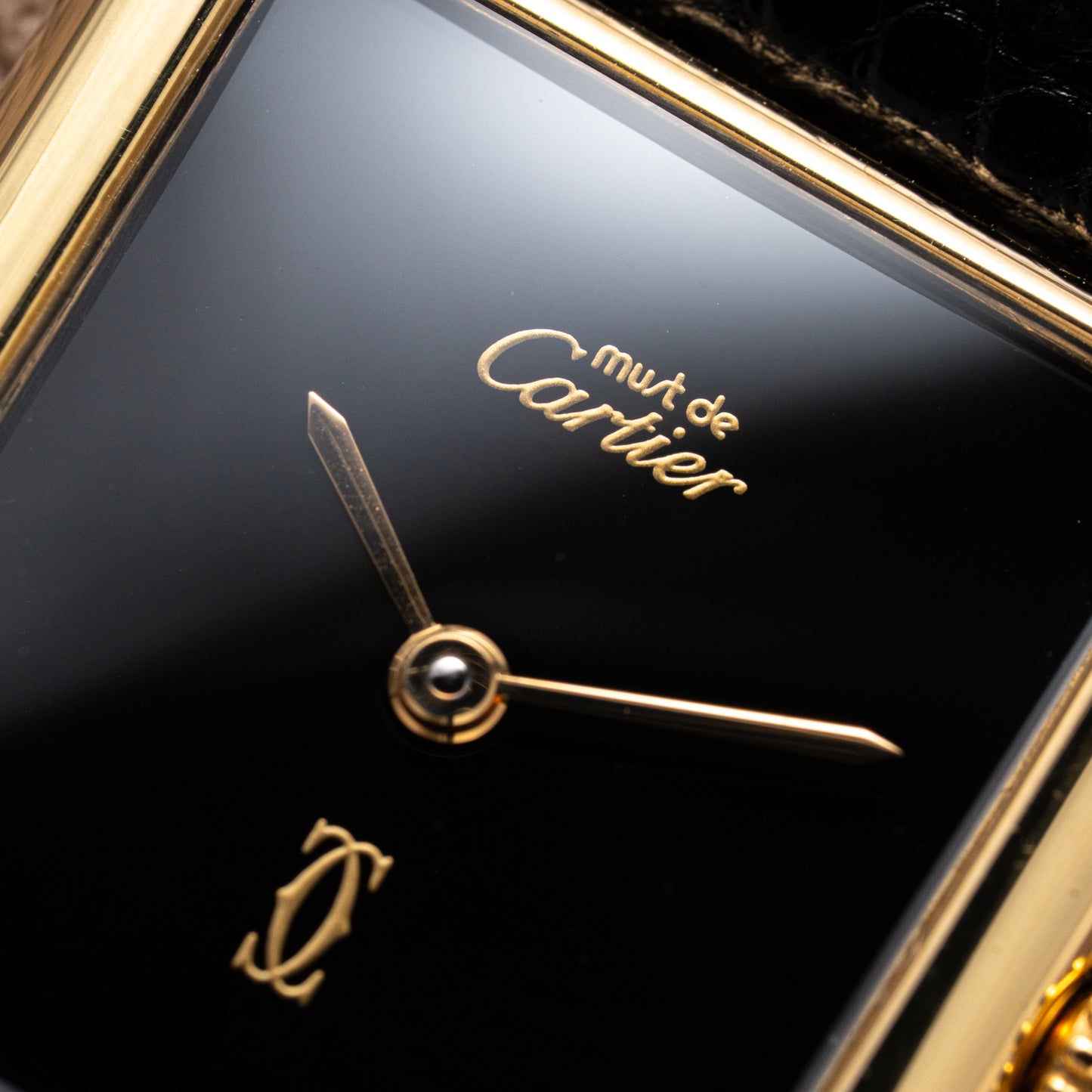 Cartier Tank Must de Vermeil Black Onyx Dial GM Ref 681006 1990s