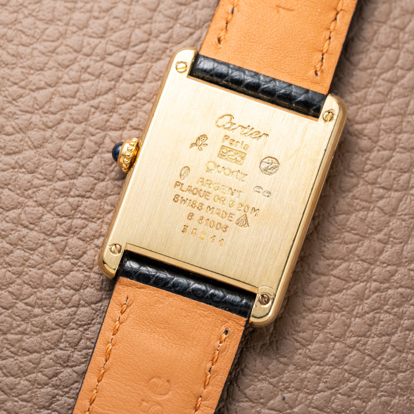 Cartier Tank Must de Vermeil Black Onyx Dial GM Ref 681006 1990s