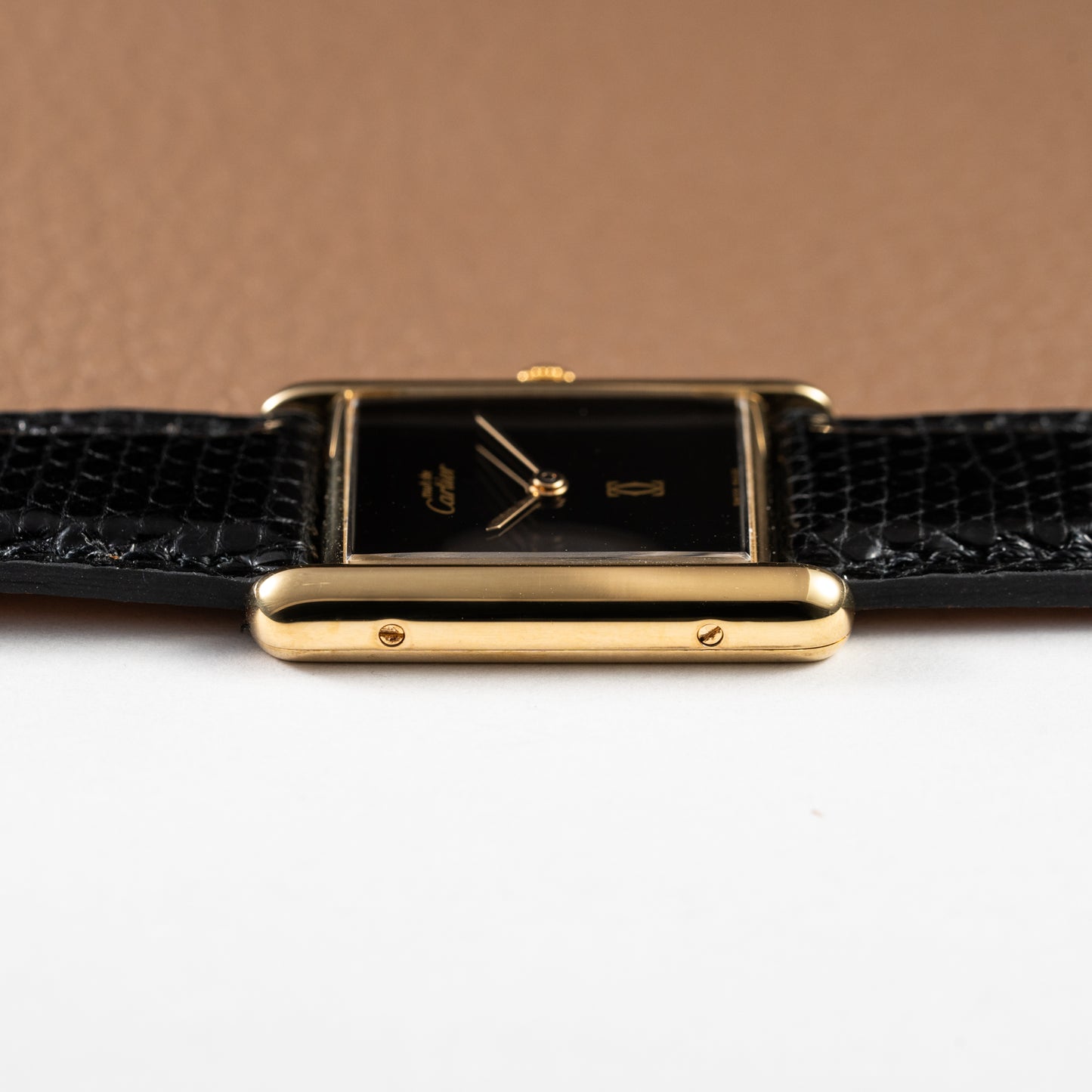 Cartier Tank Must de Vermeil Black Onyx Dial GM Ref 681006 1990s