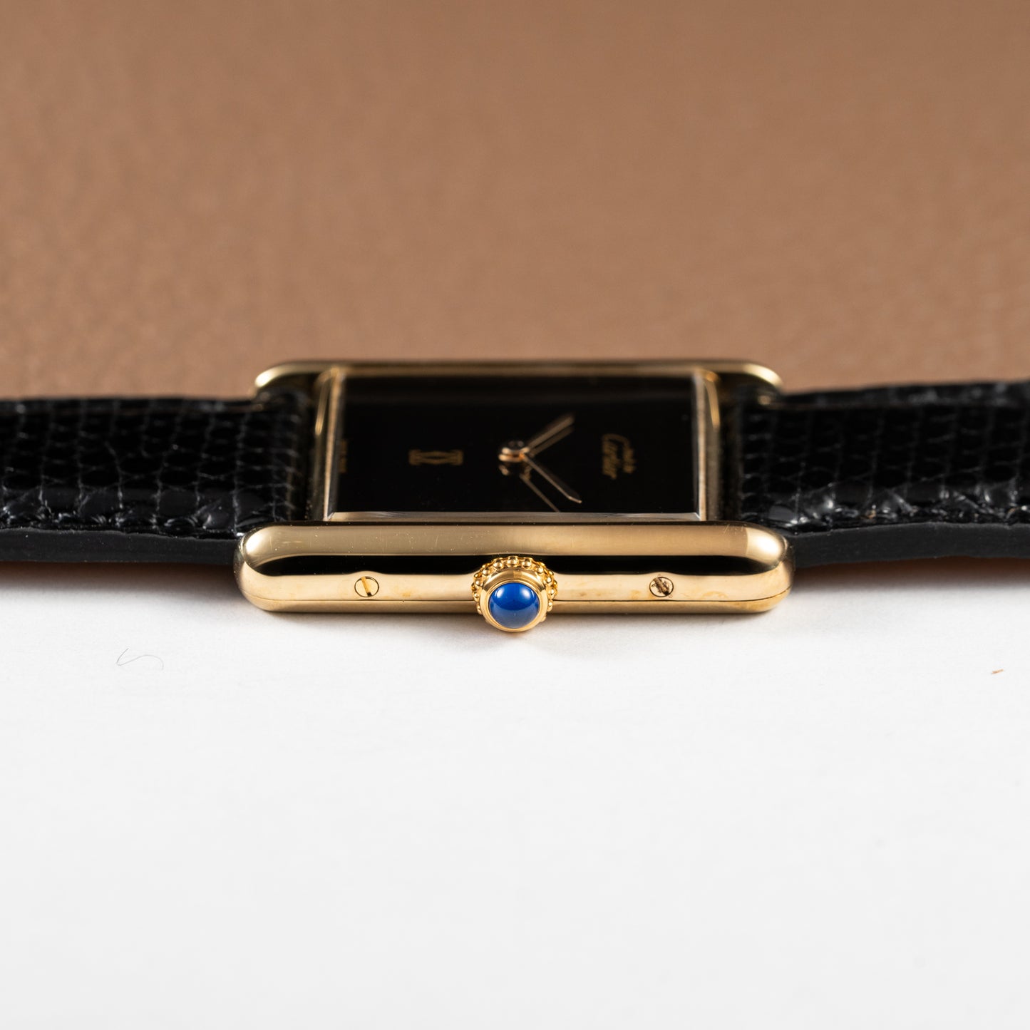 Cartier Tank Must de Vermeil Black Onyx Dial GM Ref 681006 1990s
