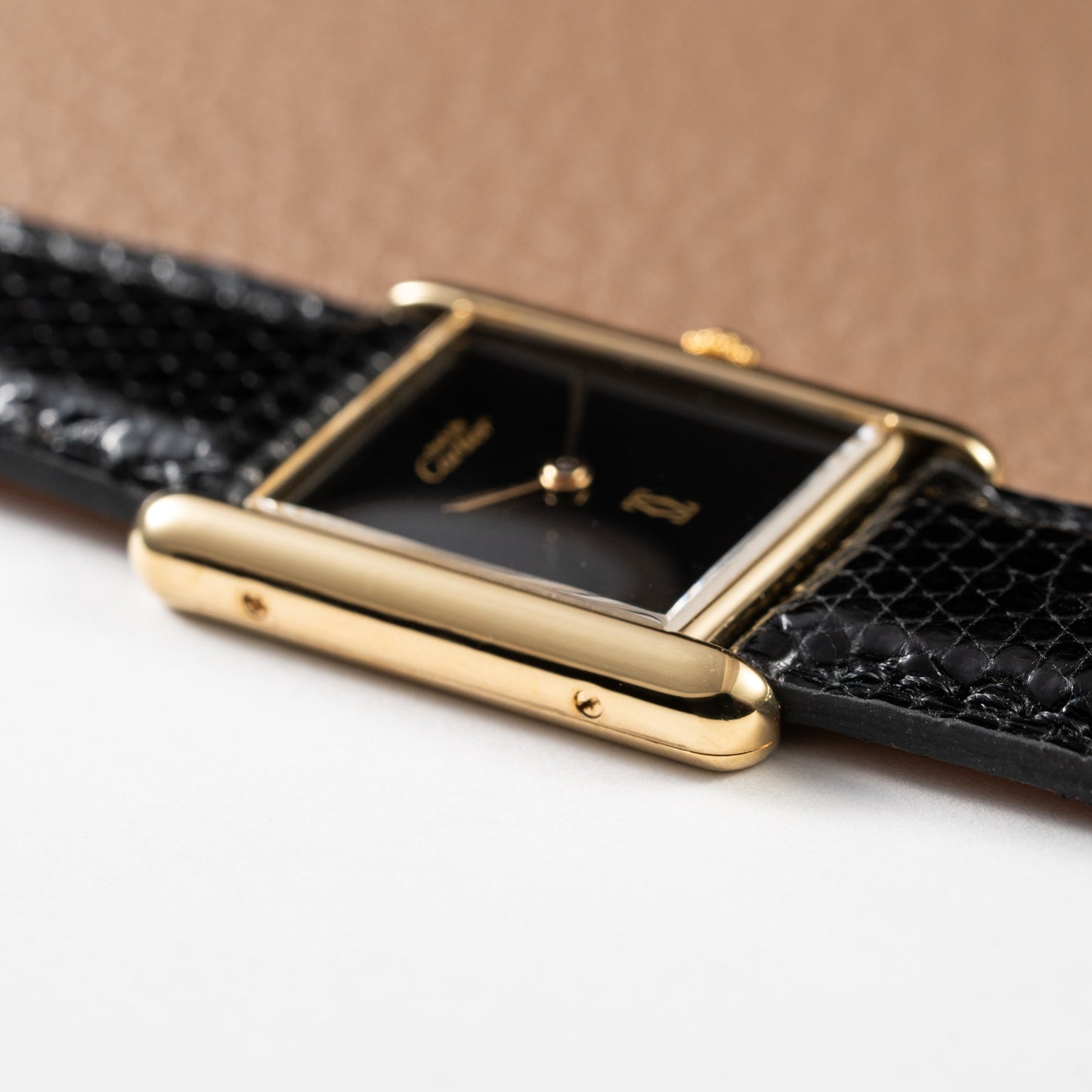 Cartier Tank Must de Vermeil Black Onyx Dial GM Ref 681006 1990s