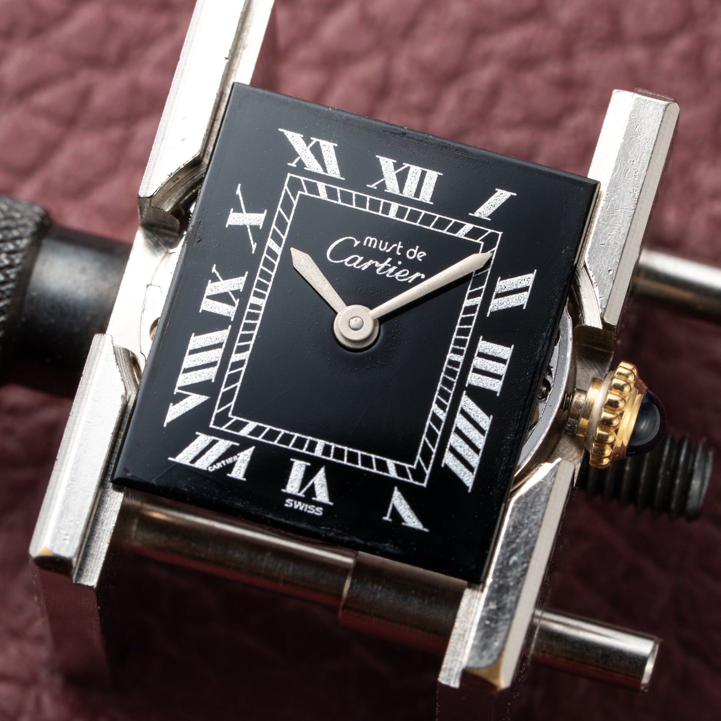 Cartier Tank Must de Black Roman Dial Vermeil PM 1980s