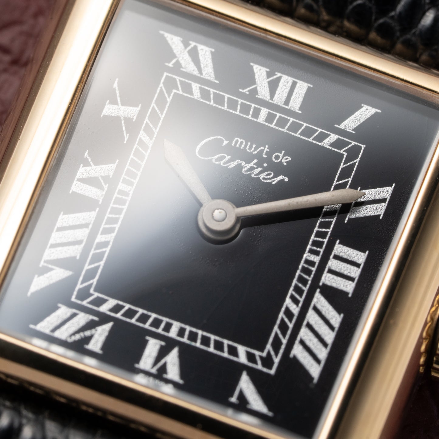 Cartier Tank Must de Black Roman Dial Vermeil PM 1980s