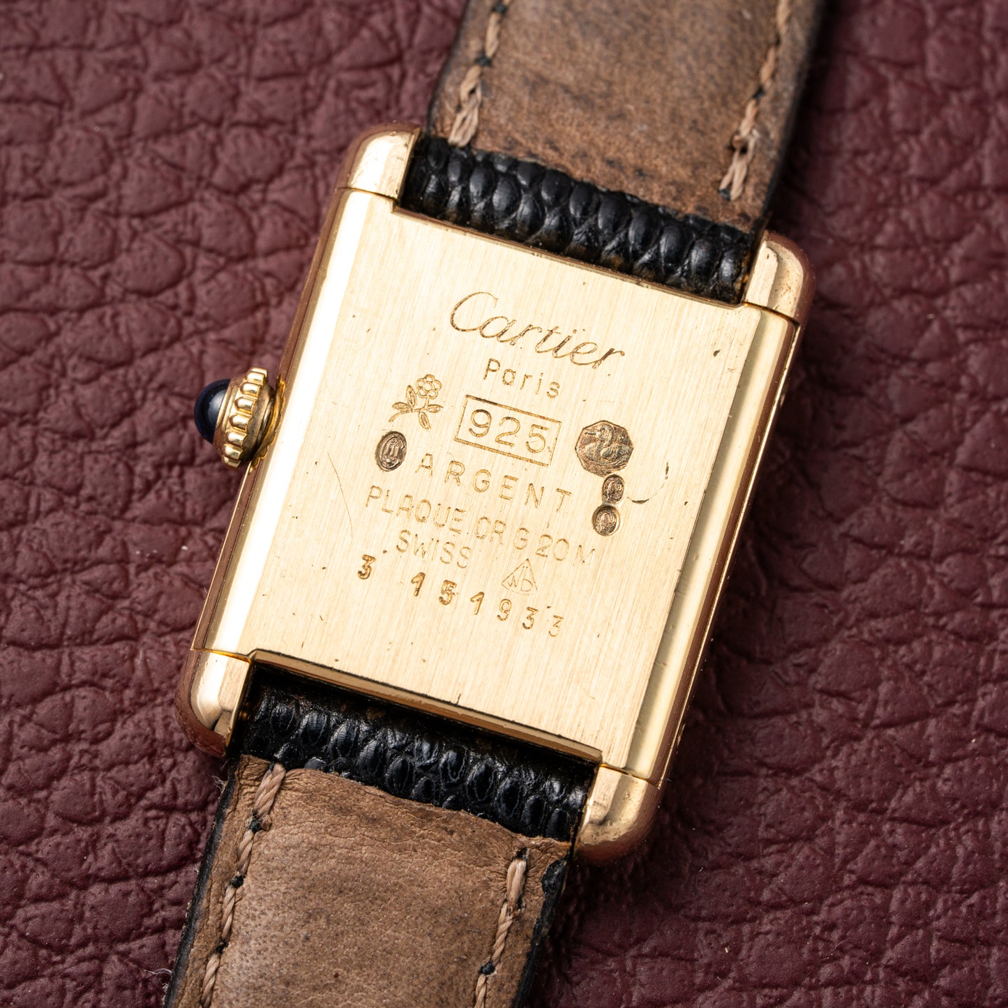 Cartier Tank Must de Black Roman Dial Vermeil PM 1980s