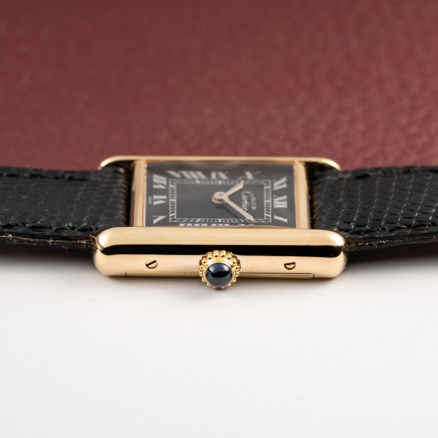 Cartier Tank Must de Black Roman Dial Vermeil PM 1980s