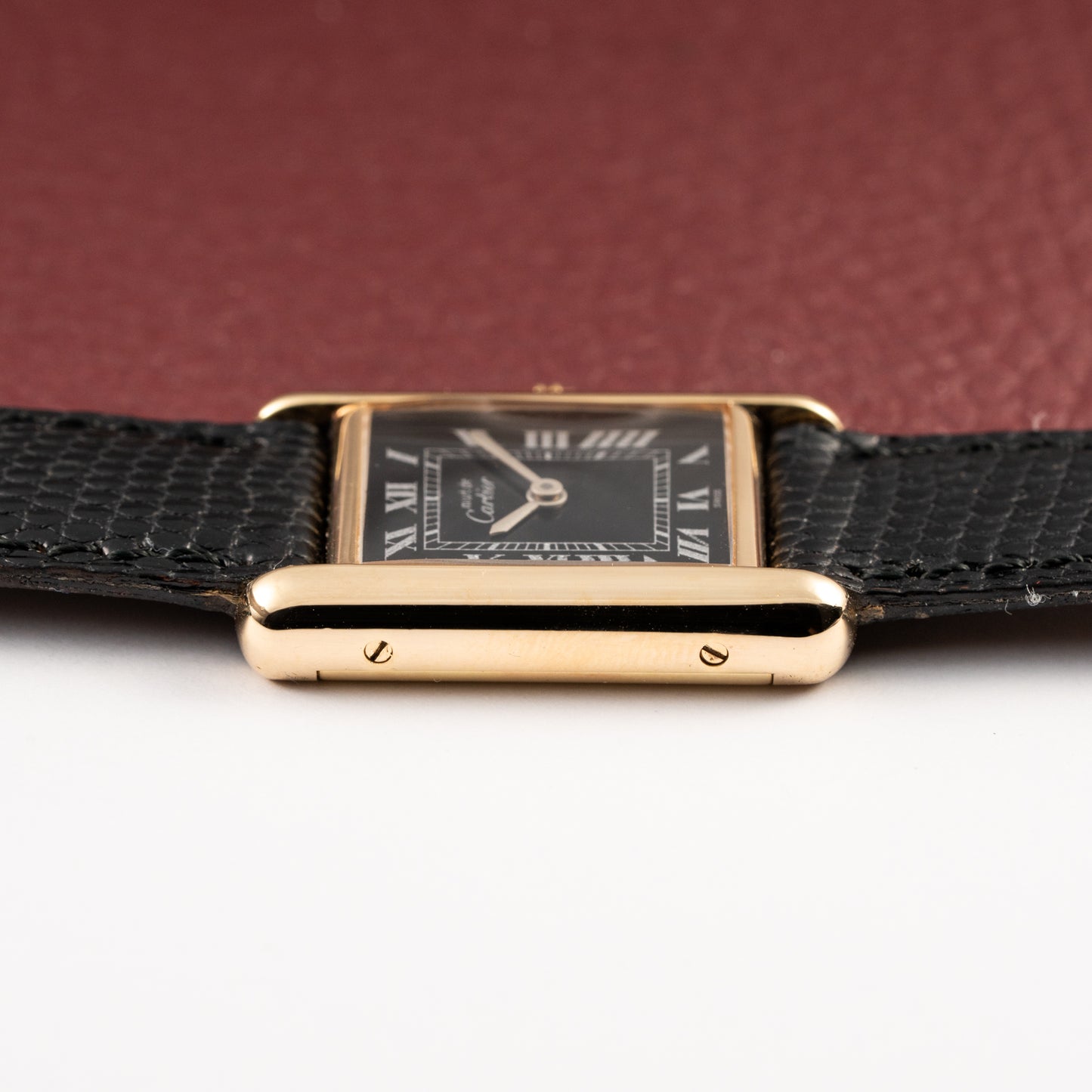 Cartier Tank Must de Black Roman Dial Vermeil PM 1980s