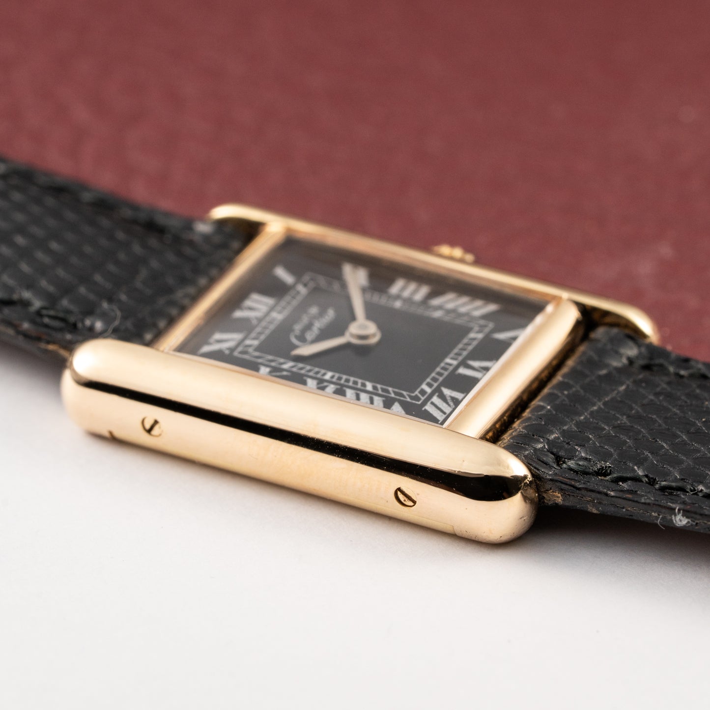 Cartier Tank Must de Black Roman Dial Vermeil PM 1980s