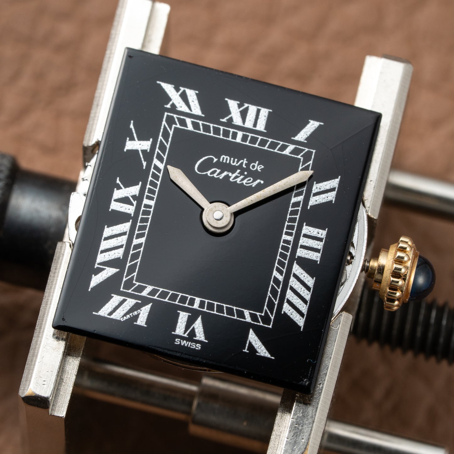 Cartier Tank Must de Vermeil Black Roman Dial PM 1980s
