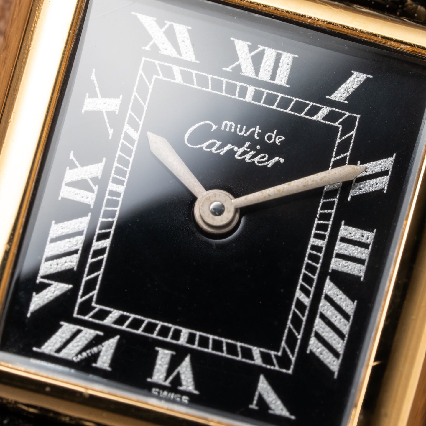 Cartier Tank Must de Vermeil Black Roman Dial PM 1980s