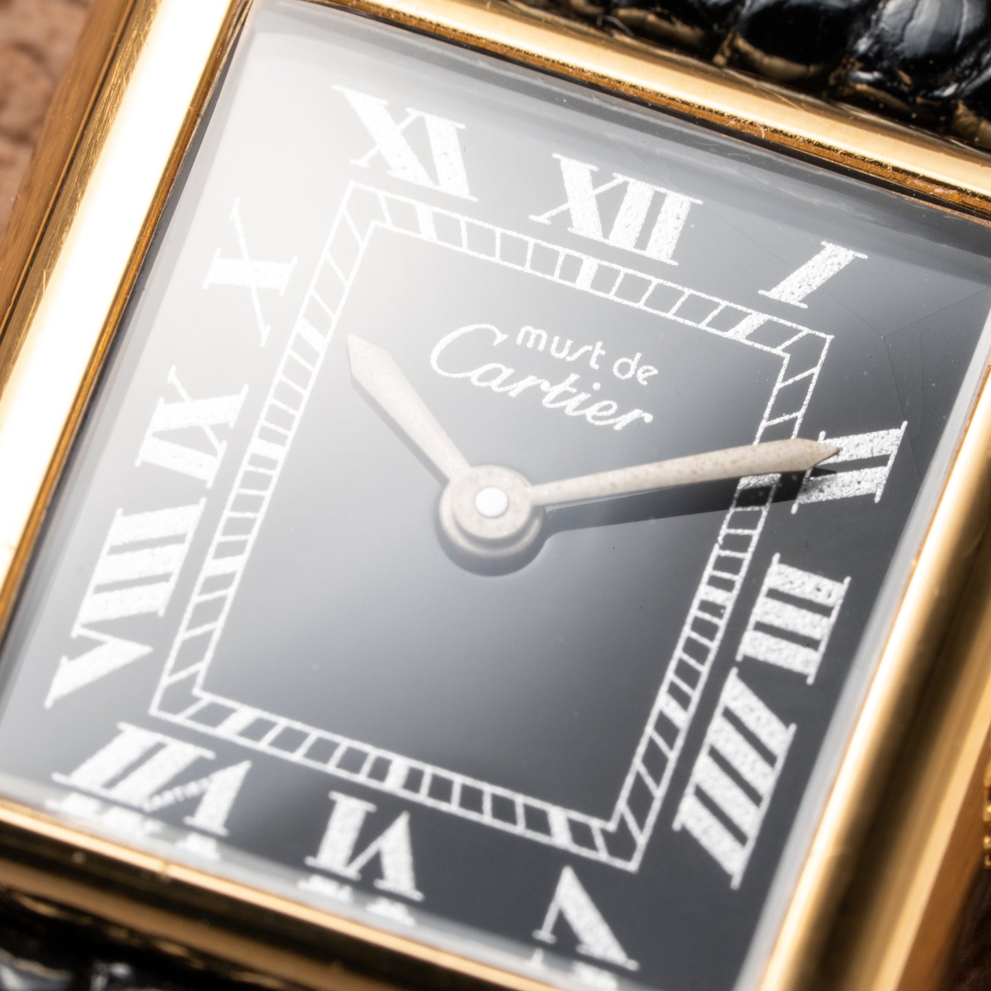 Cartier Tank Must de Vermeil Black Roman Dial PM 1980s