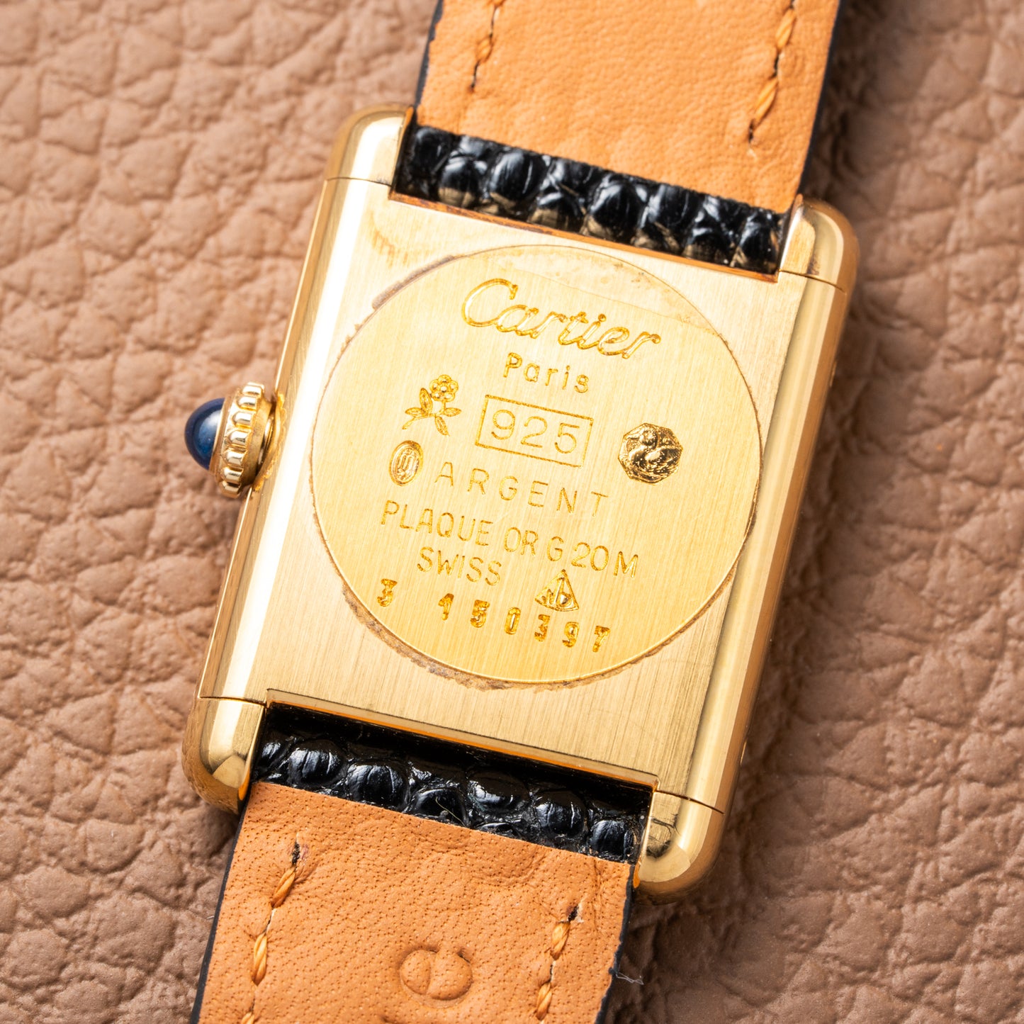 Cartier Tank Must de Vermeil Black Roman Dial PM 1980s