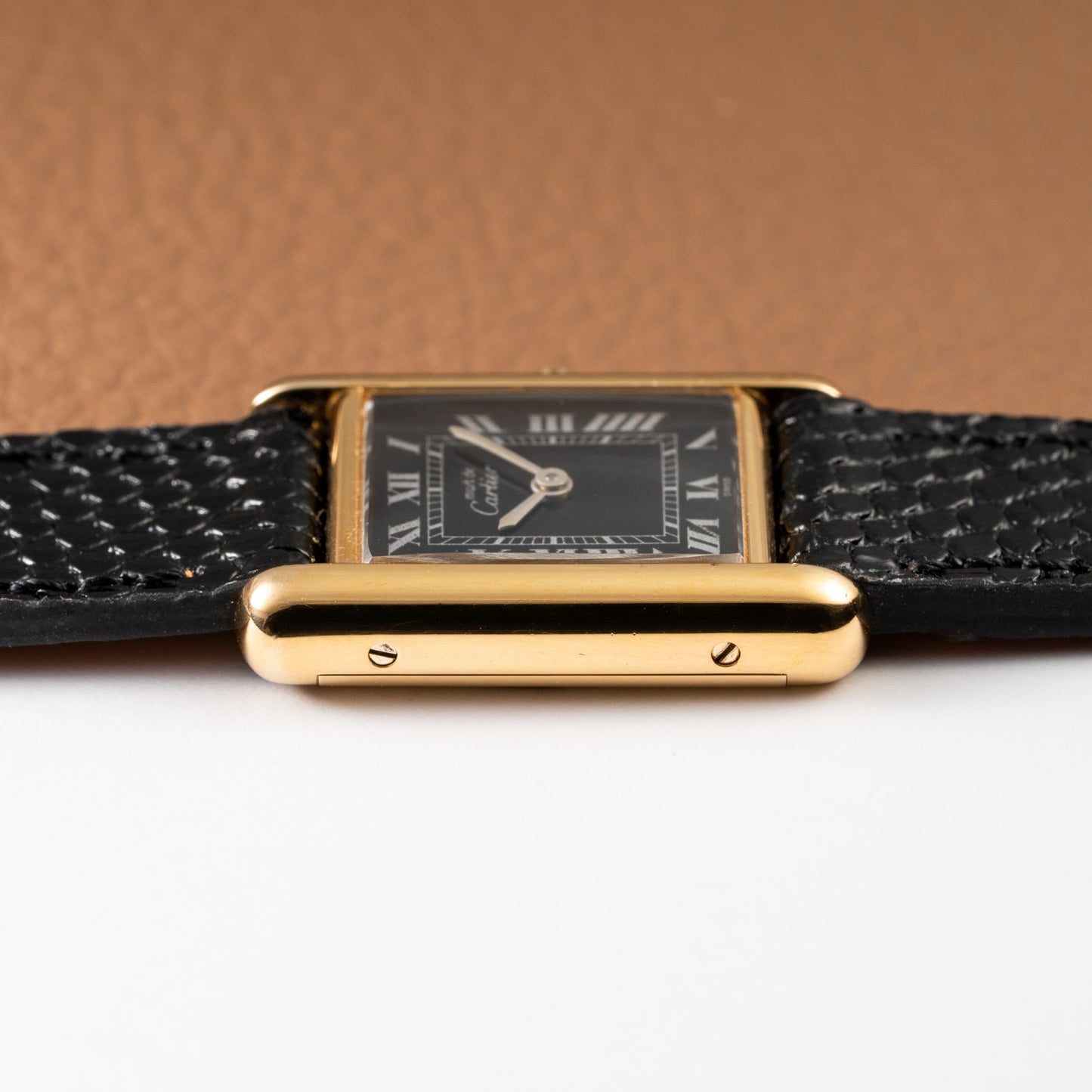 Cartier Tank Must de Vermeil Black Roman Dial PM 1980s