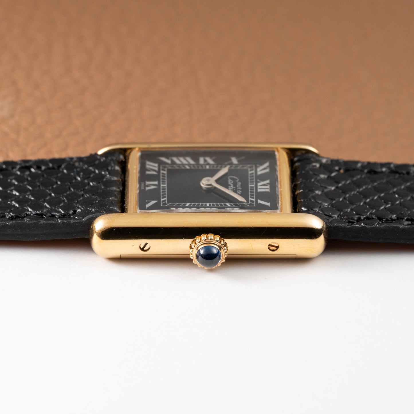 Cartier Tank Must de Vermeil Black Roman Dial PM 1980s