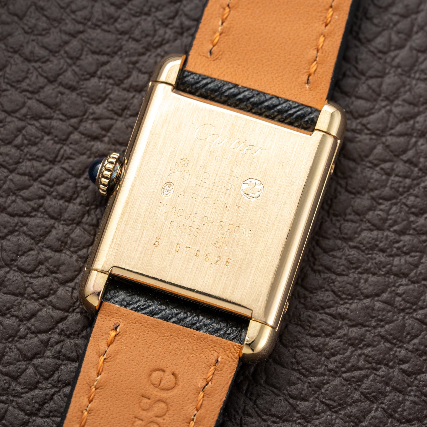 Cartier Tank Vermeil Black Roman Dial PM 1980s