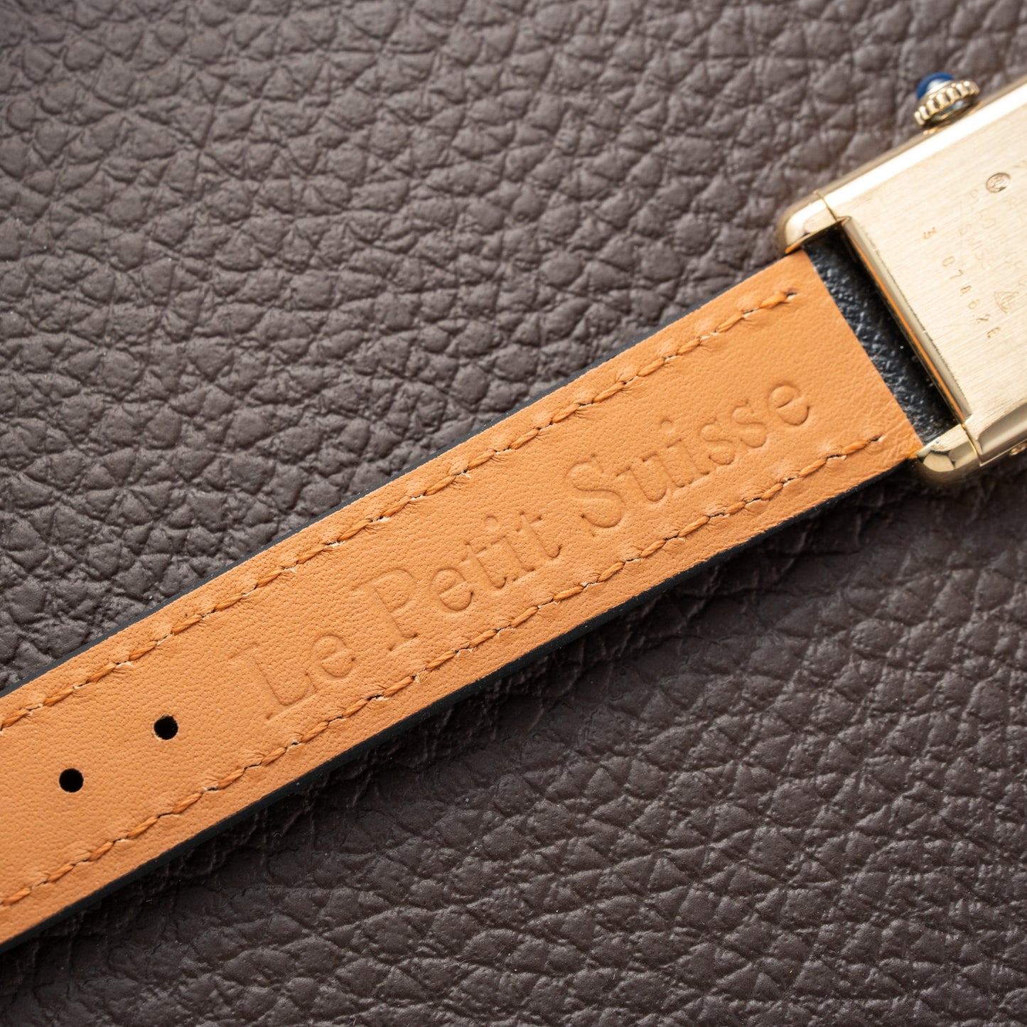 Cartier Tank Vermeil Black Roman Dial PM 1980s
