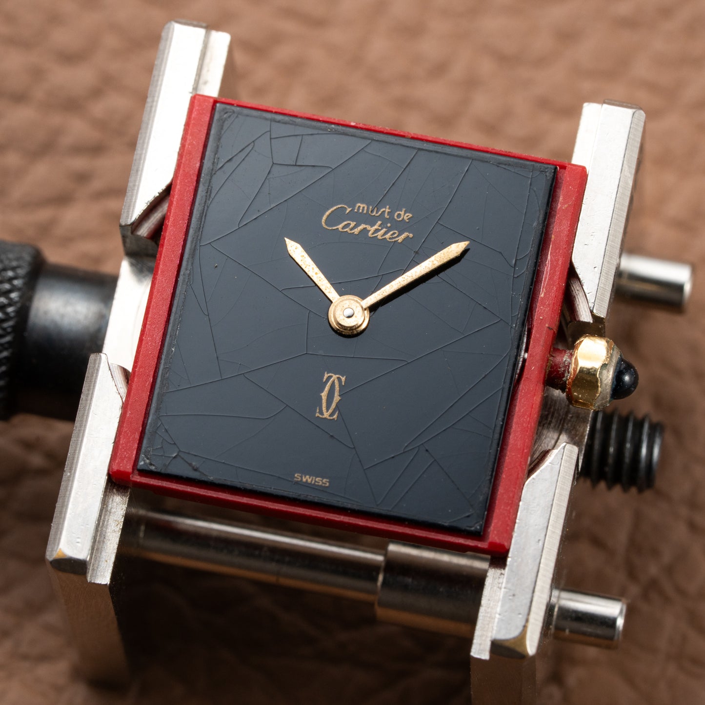 Cartier Tank Must de Vermeil Black Spider Dial Reference 3 66001 from 1980s