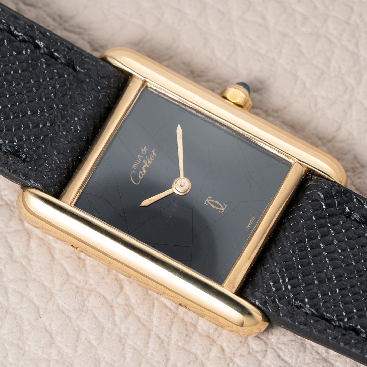 Cartier Tank Must de Vermeil Black Spider Dial Reference 3 66001 from 1980s