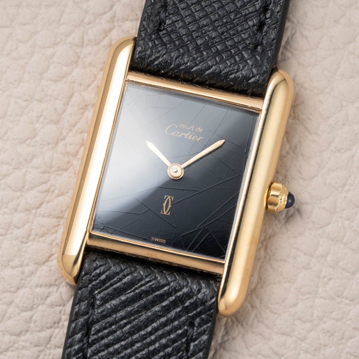 Cartier Tank Must de Vermeil Black Spider Dial Reference 3 66001 from 1980s