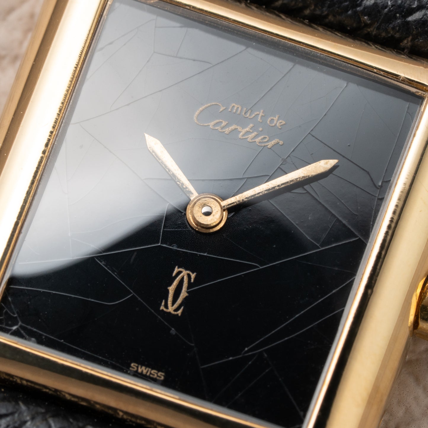 Cartier Tank Must de Vermeil Black Spider Dial Reference 3 66001 from 1980s