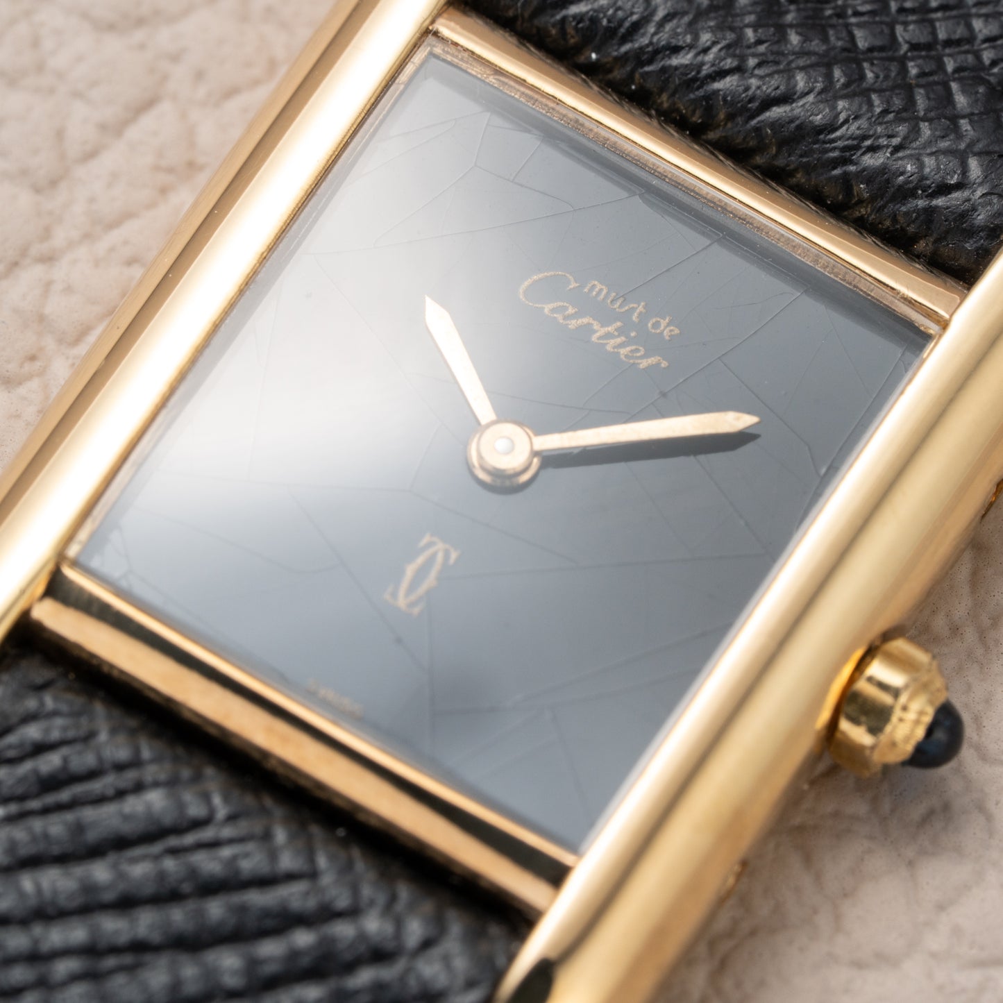Cartier Tank Must de Vermeil Black Spider Dial Reference 3 66001 from 1980s