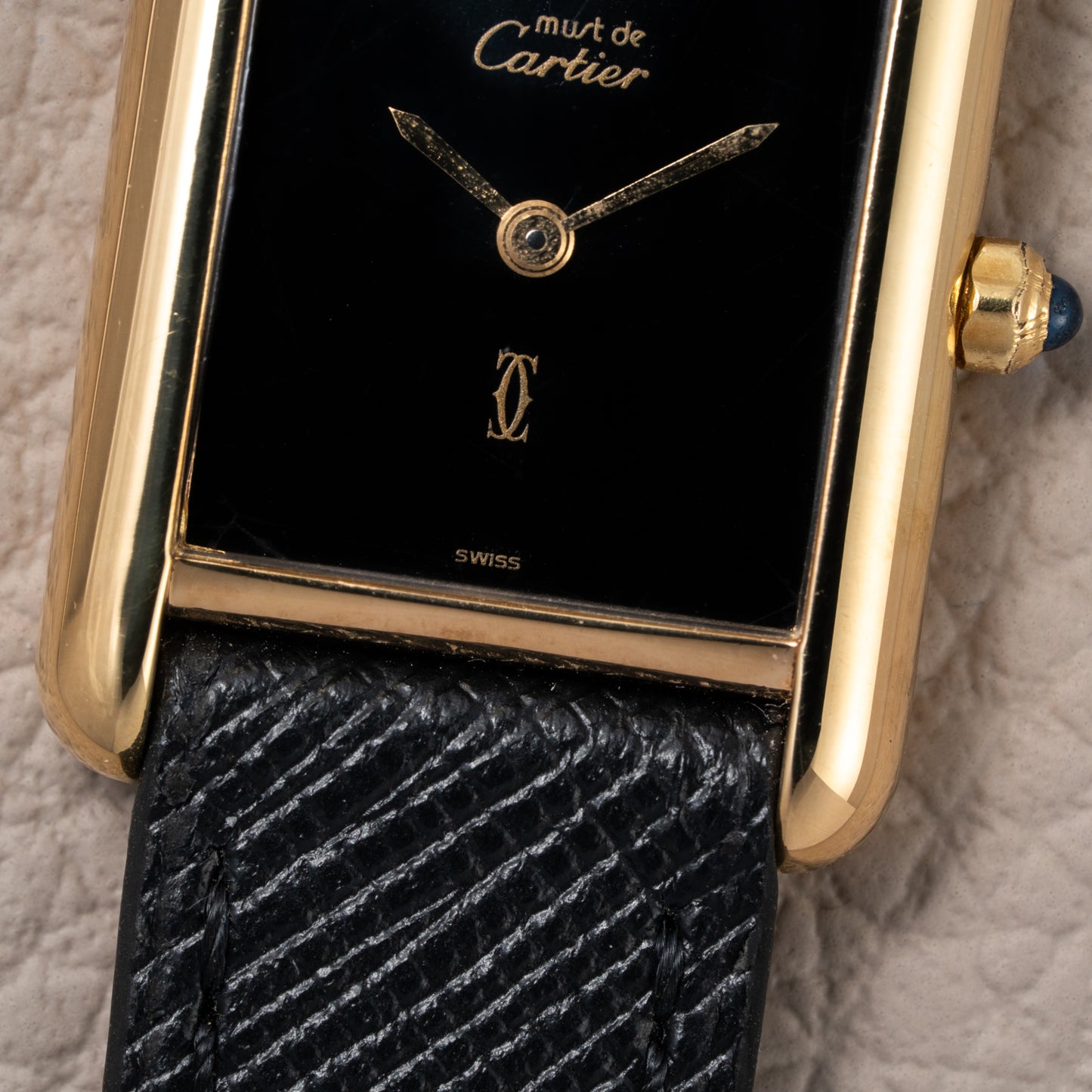 Cartier Tank Must de Vermeil Black Spider Dial Reference 3 66001 from 1980s